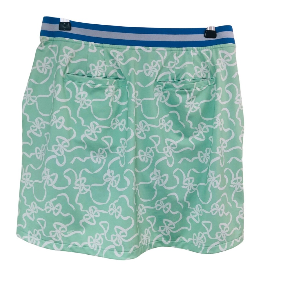 Polo Golf Ralph Lauren Skort Preppy Pickleball Coquette Bows Print Green Women M - Picture 2 of 10